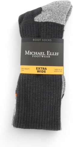 Michael Ellis BIG Work Boot & Hiking Socks Grey 2-Pack - EXTRA Wide (Men's Size 16-22) in Saudi Arabia