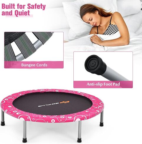 Goplus 36" Foldable Mini Trampoline for Kids, Toddler Trampoline with Full Covered Handle and Safety Pad, Portable Fitness Rebounder for Indoor Outdoor, Max Load 330 LBS in Saudi Arabia