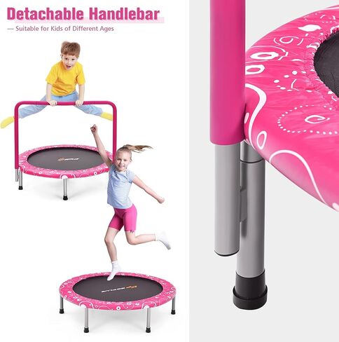 Goplus 36" Foldable Mini Trampoline for Kids, Toddler Trampoline with Full Covered Handle and Safety Pad, Portable Fitness Rebounder for Indoor Outdoor, Max Load 330 LBS in Saudi Arabia
