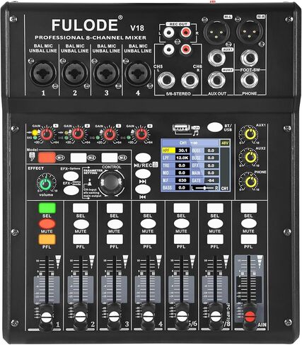 وحدة تحكم خلط صوت DJ بـ 4 قنوات مع 256DSP، لوحة مزج صوت موسيقى صغيرة تدعم إدخال الكمبيوتر USB Bluetooth MP3، طاقة فانتوم 48 فولت ووظيفة الوسادة لتسجيل بث الاستوديو in Kuwait
