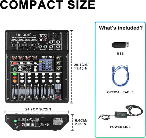 وحدة تحكم خلط صوت DJ بـ 4 قنوات مع 256DSP، لوحة مزج صوت موسيقى صغيرة تدعم إدخال الكمبيوتر USB Bluetooth MP3، طاقة فانتوم 48 فولت ووظيفة الوسادة لتسجيل بث الاستوديو in Kuwait