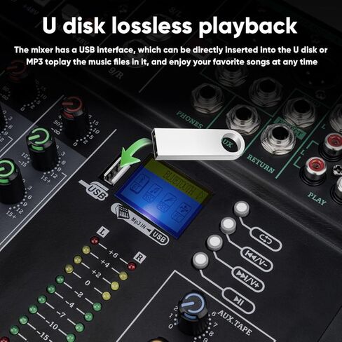 وحدة تحكم خلاط صوت 8 قنوات - خلاط استوديو تسجيل USB بلوتوث مع ريفيرب FX | طاقة فانتوم 48 فولت ومشغل MP3 | لايف دي جي كاريوكي in Kuwait