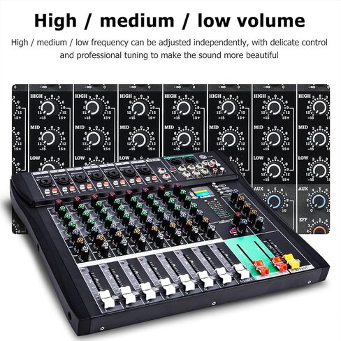 وحدة تحكم خلاط صوت 8 قنوات - خلاط استوديو تسجيل USB بلوتوث مع ريفيرب FX | طاقة فانتوم 48 فولت ومشغل MP3 | لايف دي جي كاريوكي in Kuwait