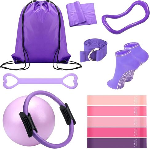 Better me Pilates Essentials kit for Women 13 Pieces, Pilates kit for Home Workouts Women Includes Yoga Rings, 12-inch Pilates Balls and 5-Piece Stretch Strap Pilates kit,Better me Pilates kit in Saudi Arabia