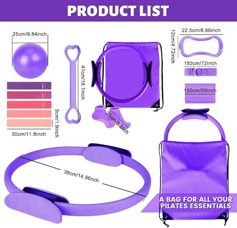 Better me Pilates Essentials kit for Women 13 Pieces, Pilates kit for Home Workouts Women Includes Yoga Rings, 12-inch Pilates Balls and 5-Piece Stretch Strap Pilates kit,Better me Pilates kit in Saudi Arabia