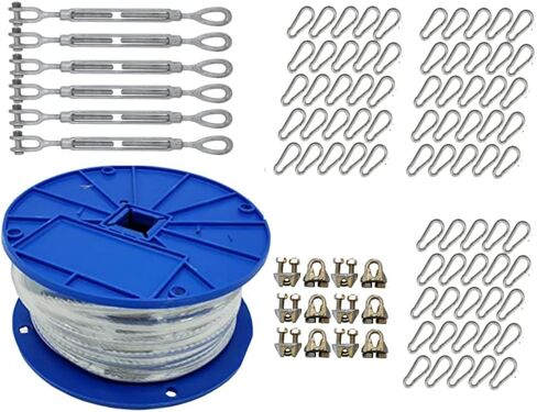 Jones Sports X-Heavy Duty Indoor/Outdoor Cable Kit for Baseball Softball Batting Cage Net with 1/2" turnbuckles, 1/4" Cable Clamps, and zinc snap Clips in Saudi Arabia