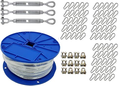 Jones Sports X-Heavy Duty Indoor/Outdoor Cable Kit for Baseball Softball Batting Cage Net with 1/2" turnbuckles, 1/4" Cable Clamps, and zinc snap Clips in Saudi Arabia