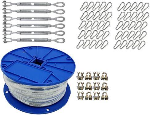 Jones Sports X-Heavy Duty Indoor/Outdoor Cable Kit for Baseball Softball Batting Cage Net with 1/2" turnbuckles, 1/4" Cable Clamps, and zinc snap Clips in Saudi Arabia