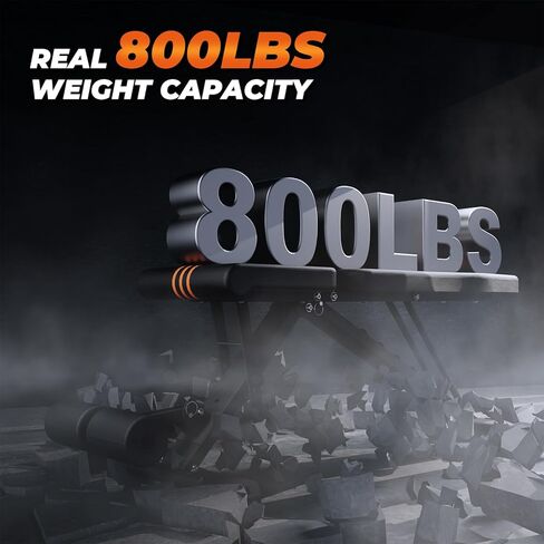 مقعد وزن قابل للتعديل بوزن 800 رطل - مكبس تمرين قابل للطي مع قاعدة ممتدة 20.5 بوصة لصالة الألعاب الرياضية المنزلية، مقعد تدريب القوة المنحدر القابل للطي لتمرين الجسم بالكامل - إصدار 2025 in Kuwait