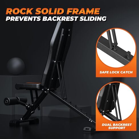 مقعد وزن قابل للتعديل بوزن 800 رطل - مكبس تمرين قابل للطي مع قاعدة ممتدة 20.5 بوصة لصالة الألعاب الرياضية المنزلية، مقعد تدريب القوة المنحدر القابل للطي لتمرين الجسم بالكامل - إصدار 2025 in Kuwait