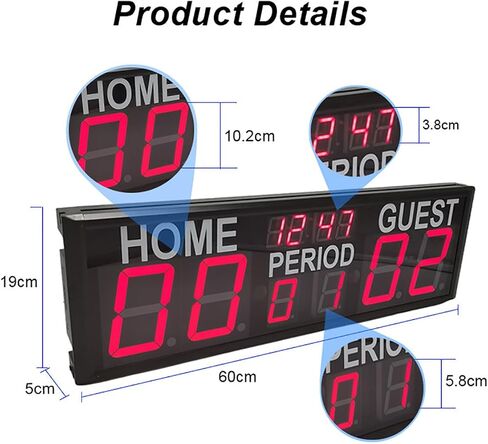 LED Electronic Basketball Scoreboard with Remote Control, 10-Level Brightness, 200ft Visibility – Perfect for Basketball, Volleyball, Football, and Ping Pong Games in Saudi Arabia