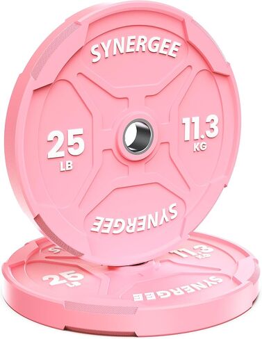 Synergee Pink Bumper Plates – Durable Olympic Weight Plates, Low-Bounce Rubber for Strength Training, Powerlifting, and Functional Workouts. in Saudi Arabia