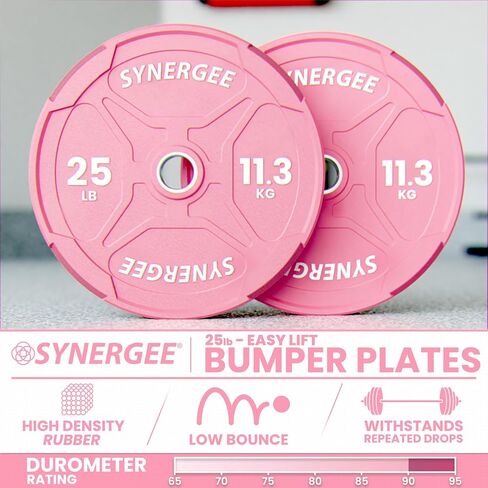 Synergee Pink Bumper Plates – Durable Olympic Weight Plates, Low-Bounce Rubber for Strength Training, Powerlifting, and Functional Workouts. in Saudi Arabia