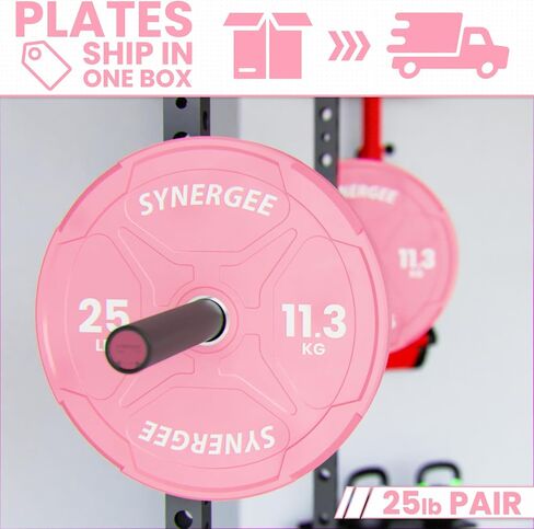 Synergee Pink Bumper Plates – Durable Olympic Weight Plates, Low-Bounce Rubber for Strength Training, Powerlifting, and Functional Workouts. in Saudi Arabia