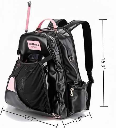 PU Leather Equestrian Backpack with Helmet Holder,Boot Bag Equestrian Horse Riding Bag,Waterproof Large Capacity Equestrian Helmet Bag (Black&Pink) in Saudi Arabia