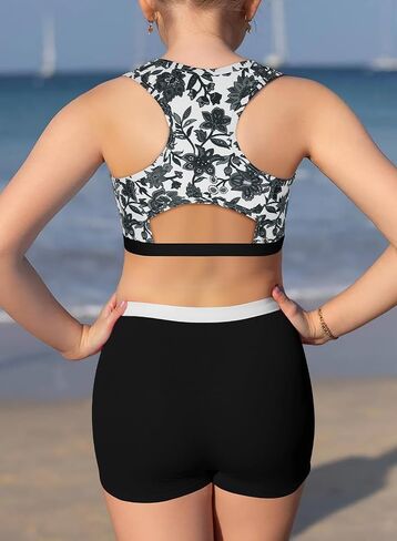 blibean Teen Girl UPF50+ Rash Guard Two Piece Bikini Sets with Chest Pad Size 6-15 Years in Saudi Arabia