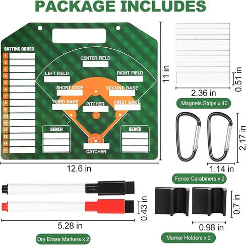 Magnetic Baseball Lineup Board for Dugout, Dry Erase Coach Lineup Board, Baseball Coaching Board, Baseball Clipboard for Coaches with 40 Lineup Cards, Baseball Coaching Accessories in Saudi Arabia