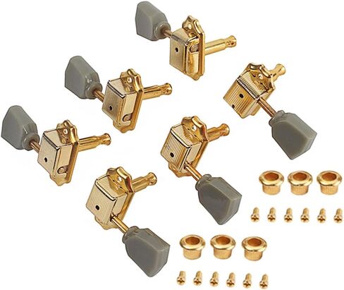Guitar Tuners (3L + 3R Handed),6 PCS 1:18 Guitar String Tuning Pegs Tuner Machine Heads Knobs Tuning Keys for Acoustic or Electric Guitar(Silver) in Kuwait