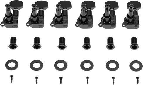 QWORK 6R Guitar Tuner Pegs - 6 Pieces Black Alloy Metal Sealed Tuning Pegs for Acoustic & Electric Guitars in Saudi Arabia