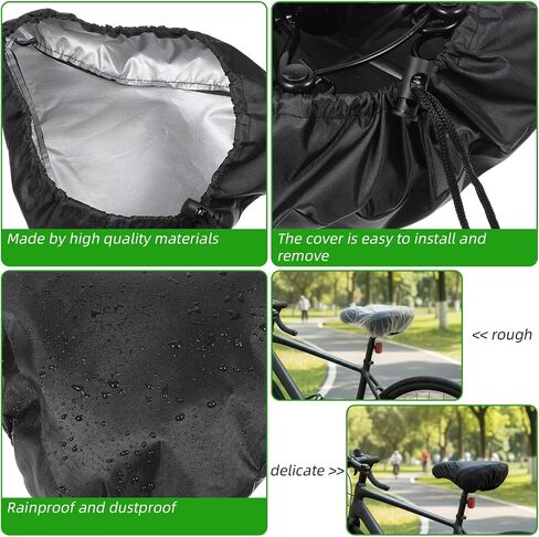 Waterproof Bicycle Seat Cover for Bicycles and E-Bikes Outdoor Protection, 2 Pcs Bike Seat Rain Cover with Drawstring Heavy Duty Bike Seats Cushion Protector Shield for Men Women in Saudi Arabia