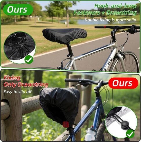 Waterproof Bicycle Seat Cover for Bicycles and E-Bikes Outdoor Protection, 2 Pcs Bike Seat Rain Cover with Drawstring Heavy Duty Bike Seats Cushion Protector Shield for Men Women in Saudi Arabia