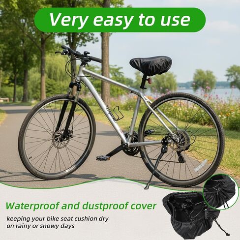 Waterproof Bicycle Seat Cover for Bicycles and E-Bikes Outdoor Protection, 2 Pcs Bike Seat Rain Cover with Drawstring Heavy Duty Bike Seats Cushion Protector Shield for Men Women in Saudi Arabia
