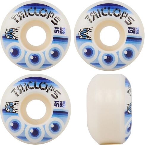 Triclops Skateboard Wheels Third Eye 51mm 99A White with Bones Reds Bearings in Saudi Arabia