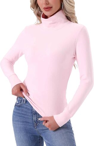 cheibear Womens Turtleneck Tops Mock Turtle Long Sleeve Shirts Fall Winter Warm Undershirt Thermal Top Basic Layer in Saudi Arabia
