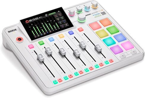 Rode RODECaster Pro 2 Audio Production Console with 4x PodMic Podcasting Microphones, PSA1+ Professional Boom Arms, Over-Ear Headphones, 32GB microSD Card, and 4x XLR Cables in Kuwait