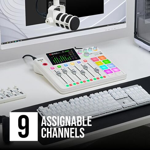 Rode RODECaster Pro 2 Audio Production Console with 4x PodMic Podcasting Microphones, PSA1+ Professional Boom Arms, Over-Ear Headphones, 32GB microSD Card, and 4x XLR Cables in Kuwait