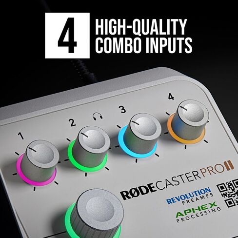 وحدة تحكم إنتاج الصوت Rode RODECaster Pro 2 مع 4 ميكروفونات PodMic Podcasting، وأذرع PSA1+ الاحترافية، وسماعات رأس فوق الأذن، وبطاقة microSD سعة 32 جيجابايت، و4x كابلات XLR in Saudi Arabia