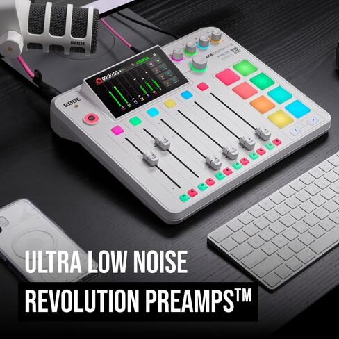 وحدة تحكم إنتاج الصوت Rode RODECaster Pro 2 مع 4 ميكروفونات PodMic Podcasting، وأذرع PSA1+ الاحترافية، وسماعات رأس فوق الأذن، وبطاقة microSD سعة 32 جيجابايت، و4x كابلات XLR in Saudi Arabia