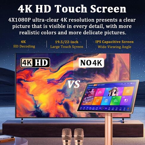 آلة كاريوكي احترافية - مشغل كاريوكي KTV مع ميكروفون لاسلكي، شاشة لمس سعوية 19.5/22 بوصة، مشغل مسرح منزلي عبر الإنترنت، 19.5 بوصة - 3 تيرابايت، 19.5 بوصة - 3 تيرابايت in Kuwait
