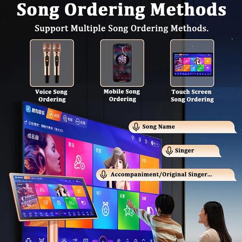 Karaoke Machine,19.5/22 Inch Touch Screen Phone App Control Cloud Download Songs Karaoke System with Wireless Microphone, KTV Singing Karaoke Player for Home Party,19.5inch,22inch-3TB in Saudi Arabia