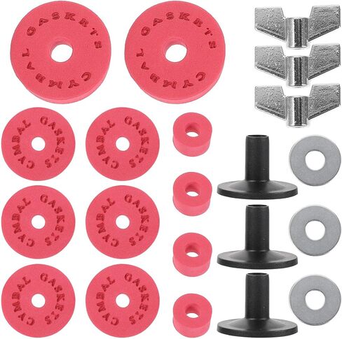 Toyvian Drum Cymbal EVA Cotton Pads Non-deforming Clutch Tube Gaskets Professional Percussion Accessories for Acoustic Electronic Drum Kits Red Protective Felt Sleeves in Saudi Arabia