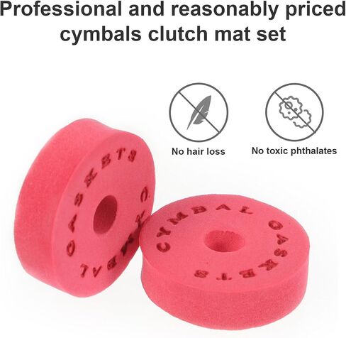 Toyvian Drum Cymbal EVA Cotton Pads Non-deforming Clutch Tube Gaskets Professional Percussion Accessories for Acoustic Electronic Drum Kits Red Protective Felt Sleeves in Saudi Arabia