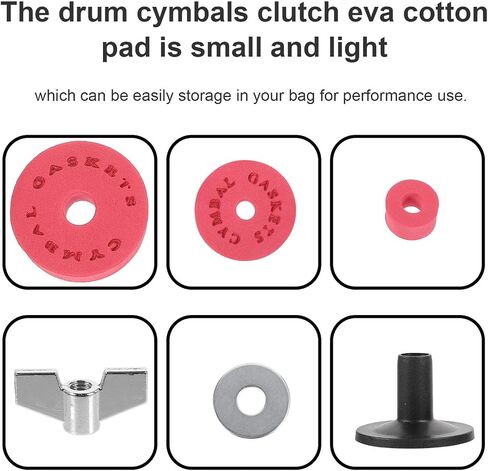 Toyvian Drum Cymbal EVA Cotton Pads Non-deforming Clutch Tube Gaskets Professional Percussion Accessories for Acoustic Electronic Drum Kits Red Protective Felt Sleeves in Saudi Arabia