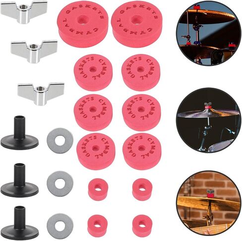 Toyvian Drum Cymbal EVA Cotton Pads Non-deforming Clutch Tube Gaskets Professional Percussion Accessories for Acoustic Electronic Drum Kits Red Protective Felt Sleeves in Saudi Arabia