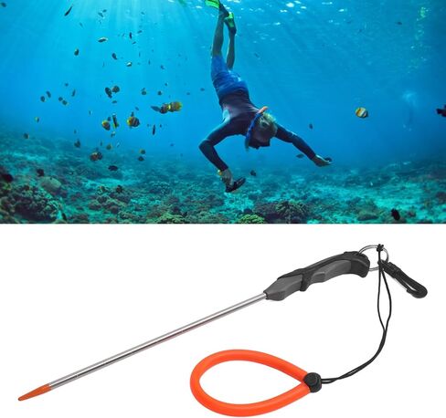 Scuba Diving Stick 316 Stainless Steel Noise Maker Lobster Tickle Stick Pointer Rod with Scale Lanyard Buckle Gray Handle for Underwater Snorkeling in Saudi Arabia