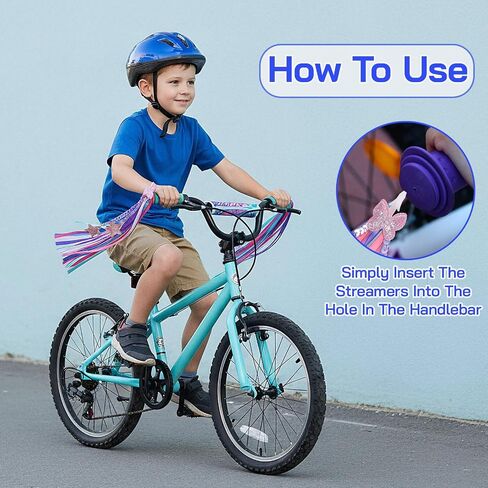2 Pcs Rainbow Bike Streamers for Girls Boys, Colorful Handlebar Tassels Bicycle Accessories Scooter Bicycle Tricycle Handlebar Streamers Handle Bar Grips for Handlebars Fun Bike in Saudi Arabia