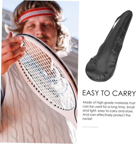 Milisten Adjustable Shoulder Strap Tennis Racket Bag Lightweight Padded Badminton Protection Pouch Waterproof Wear-resistant Single Racket Carrier for Men and Women for Travel and Sports in Saudi Arabia