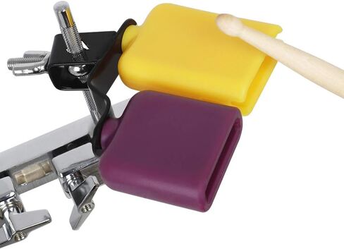 WALFRONT Bicolor Cowbell for Drum Set High and Low Tones Purple and Yellow Cowbell Percussion Instrument Accessories for Drummers in Saudi Arabia
