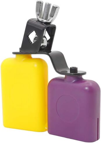 WALFRONT Bicolor Cowbell for Drum Set High and Low Tones Purple and Yellow Cowbell Percussion Instrument Accessories for Drummers in Saudi Arabia