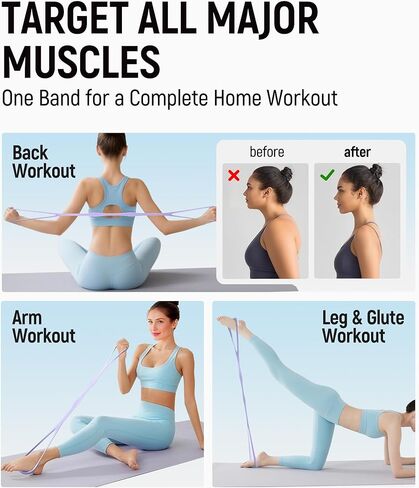 أربطة مقاومة الشكل 8 المطورة، عديمة الرائحة، خالية من المسحوق. مرونة عالية لتمارين الذراع والظهر والكتف واليوجا والبيلاتيس والعلاج الطبيعي كهدايا سانتا السرية. in Kuwait