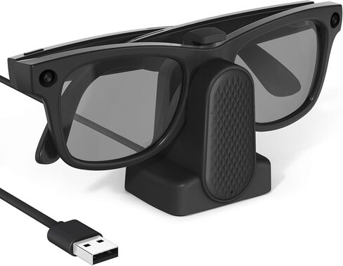 قاعدة شحن متوافقة مع نظارات Ray-Ban Meta الذكية Wayfarer/Skyler/Headliner/Meta HSTN Oakley، شاحن كابل USB-A قابل للشرب للسفر، نظارات ميتا الذكية مع محول in Kuwait