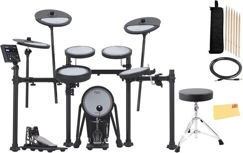 Roland VQD106 V-Drums Quiet Design Kit Bundle with Cable, Drumsticks, Drumstick Bag, and Austin Bazaar Polishing Cloth in Saudi Arabia