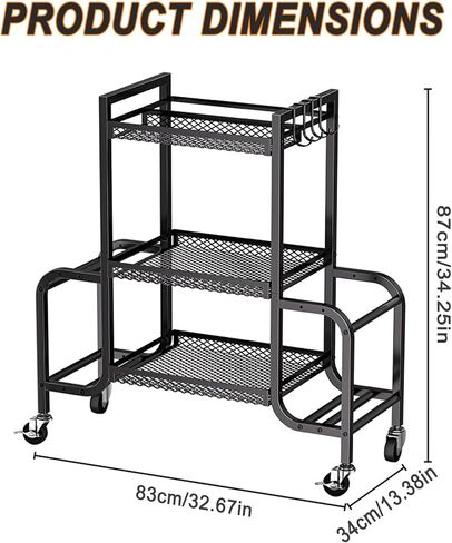 Dumbbell Rack, Adjustable Weight Rack with Hooks and Rolling Wheels, Workout Equipment Storage, Home Gym Storage for Dumbbell Yoga Mat Foam Roller Kettlebells Resistance Bands in Saudi Arabia