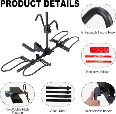 حامل وصلة ربط لدراجتين - حامل دراجة كهربائية قابل للطي يناسب الإطارات السميكة يصل إلى 200 رطل - رفوف سيارات الدراجات لسيارات الدفع الرباعي والشاحنات والمركبات الترفيهية وحامل الدراجة الكهربائية لمقطورة السحب مع جهاز استقبال 2 بوصة in Kuwait