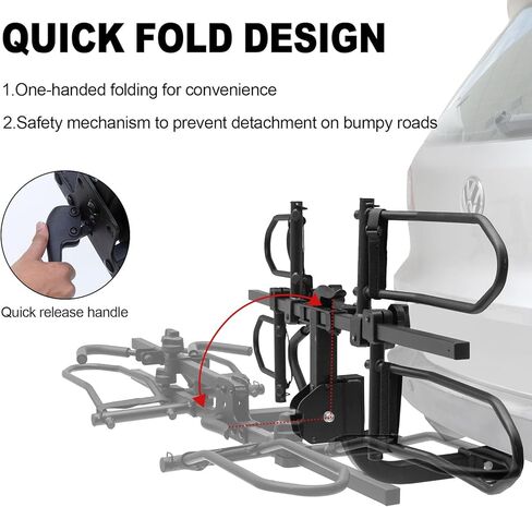 حامل وصلة ربط لدراجتين - حامل دراجة كهربائية قابل للطي يناسب الإطارات السميكة يصل إلى 200 رطل - رفوف سيارات الدراجات لسيارات الدفع الرباعي والشاحنات والمركبات الترفيهية وحامل الدراجة الكهربائية لمقطورة السحب مع جهاز استقبال 2 بوصة in Kuwait