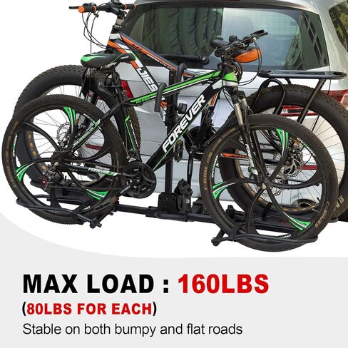 حامل وصلة ربط لدراجتين - حامل دراجة كهربائية قابل للطي يناسب الإطارات السميكة يصل إلى 200 رطل - رفوف سيارات الدراجات لسيارات الدفع الرباعي والشاحنات والمركبات الترفيهية وحامل الدراجة الكهربائية لمقطورة السحب مع جهاز استقبال 2 بوصة in Kuwait